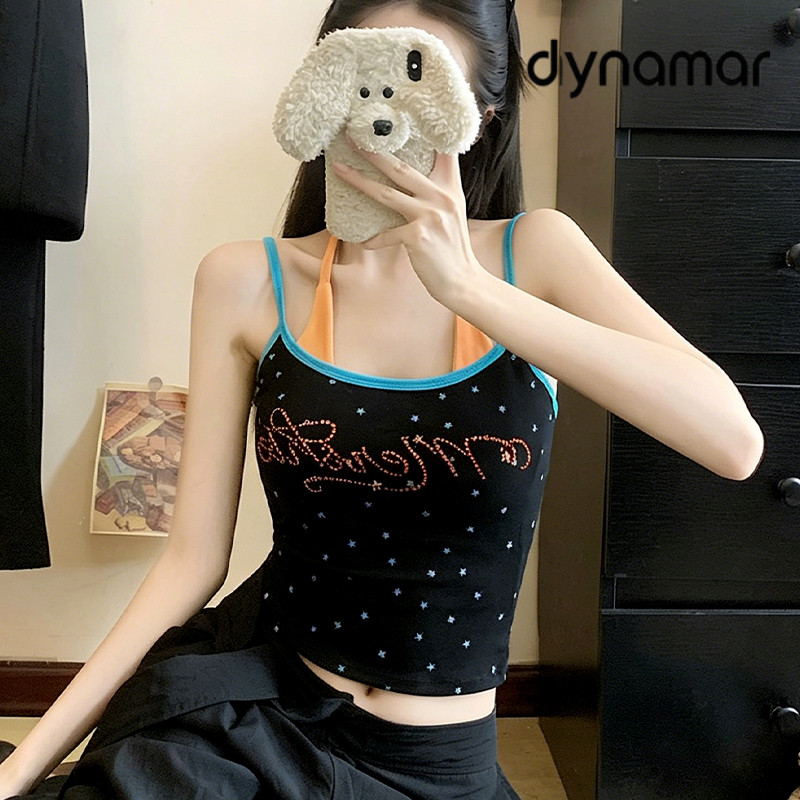 【dynamar】Áo yếm nữ phong cách Mỹ, kiểu cổ yếm ngắn Nhiều màu sắc, dễ thương