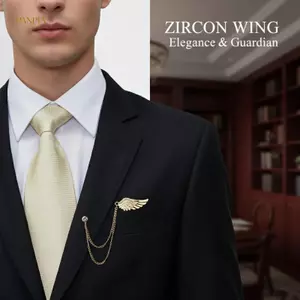 PNPIA- Zircon Cao Cấp Đôi Cánh Thiên Thần Thổ Cẩm Dây Xích Kim Loại Pin Huy Hiệu Cho Phù Hợp Với Áo Sơ Mi Nam Nữ Đảng Sự Kiện Phụ Kiện
