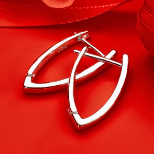 URMYLADY Bạc 925 Mịn Kẹp Bông Tai Nữ Sang Trọng Vòng Cưới Đính Hôn Tiệc Fshion Charm Trang Sức