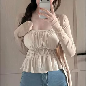 Pure Desire Hot Girl Thiết kế xếp ly dành cho nữ Mùa hè Phong cách mới với miếng đệm ngực Thời trang Slimer Look Top Set