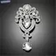 Bluelover Bạc Hoa Lớn Cô Dâu Thổ Cẩm Kim Cương Giả Pha Lê Diamante Cưới Thổ Cẩm Pin Mới