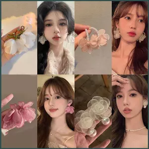 YT4 Bông Tai Trái Tim Hoa Ngọt Ngào Mùa Hè Hàng Mới Về Phong Cách Tươi Đẹp Thích Hợp Cho Mặt Vuông Và Tròn