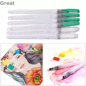 GREAT 3 / 6 Cái Bút Nước, Đầu Bàn Chải Nylon Màu Hòa Tan Trong Nước Màu Nước Bút Mềm, Bút Đánh Dấu Tranh Tranh Nhựa Đồ Dùng Nghệ Thuật Có Thể Đổ Lại
