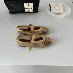 TT Rỗng Lưới Mary Jane Giày Nữ Khóa Phẳng Thoáng Khí Đế Mềm Mùa Hè Phong Cách Mới Xô Dép