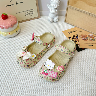 Bé Gái Tập Đi Mùa Hè Rỗng Dép Dễ Thương Nơ Kitty Trẻ Em Dép Công Chúa EVA Nhẹ Chống Trơn Trượt Trẻ Em Đi Biển Giày