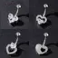 AqToCna Thời Trang Zircon Bụng Nút Nhẫn Thép Không Gỉ Nơ Trái Tim Rốn Xuyên Nhẫn Dành Cho Nữ Gợi Cảm Bụng Xuyên Nhẫn Trang Sức Cơ Thể AqToCna