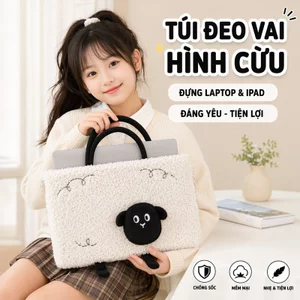 Túi Đựng Laptop Hình Cừu 3D Dễ Thương Vải Nhân Tạo Cao Cấp Phù Hợp Laptop 13 14 Inch Đa Dạng Cách
