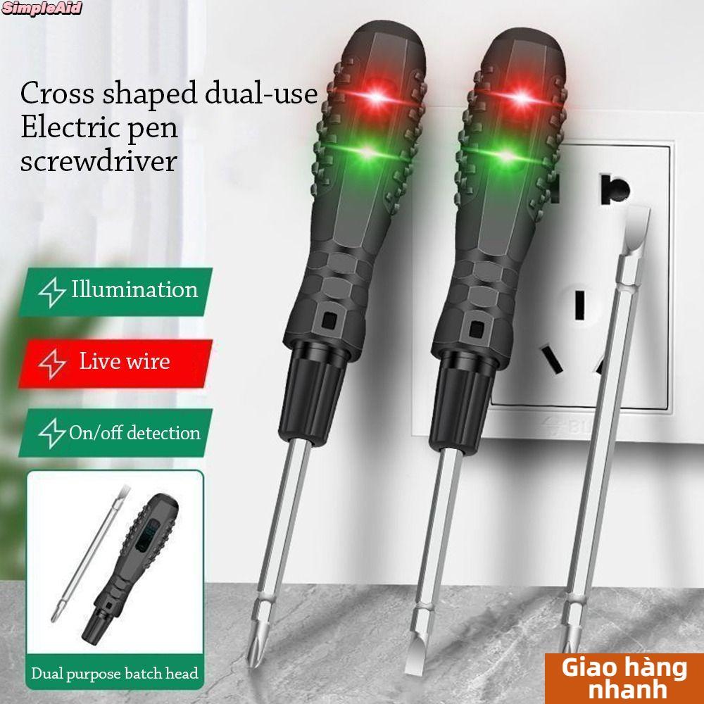 Bút thử điện SIMPLEAID, Tua vít cảm ứng thông minh 2 trong 1, Từ di động / Chữ thập Dụng cụ thợ điện có thể tháo rời đa chức năng Hộ gia đình