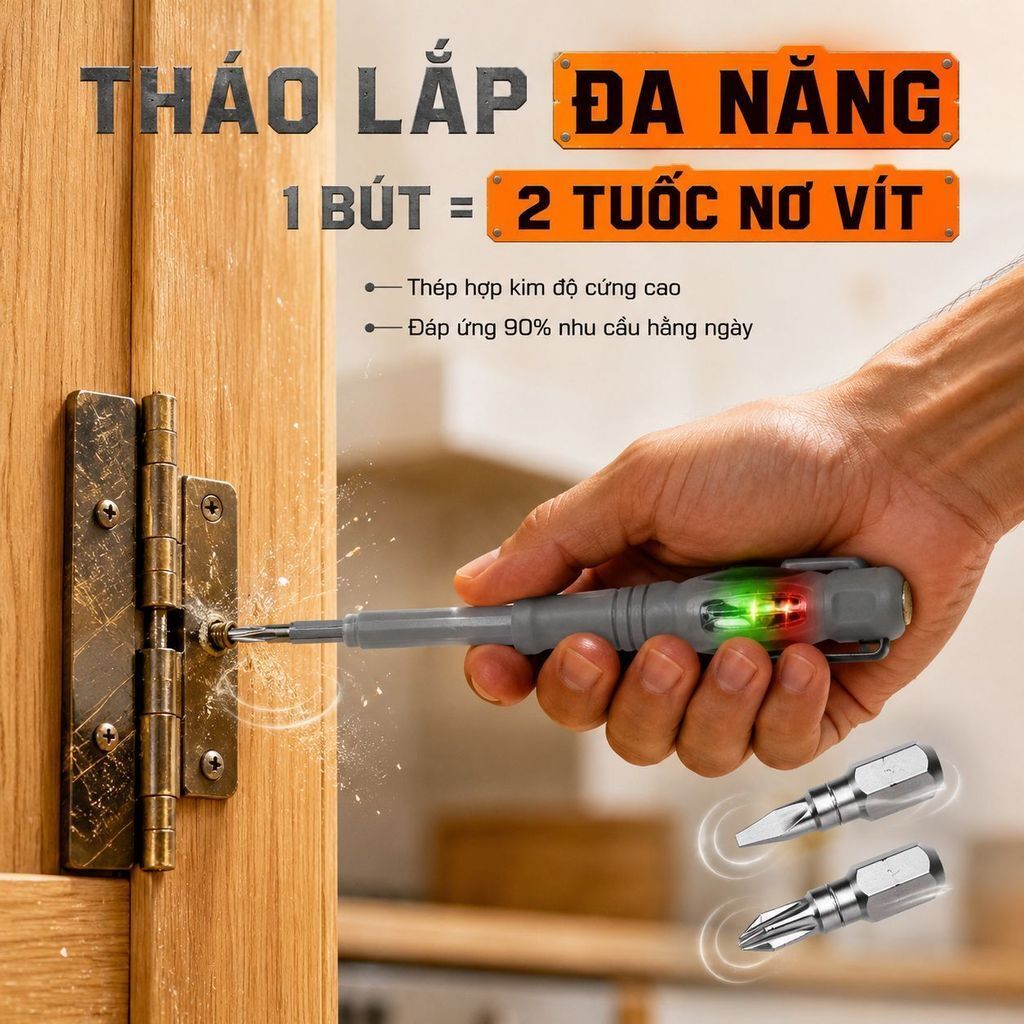 ⚡Ship Nhanh⚡Bút thử điện mô-men xoắn cao 2 đầu | Bút cảm ứng LED sáng kiểm tra điện | Bút phát hiện dây nóng nguội