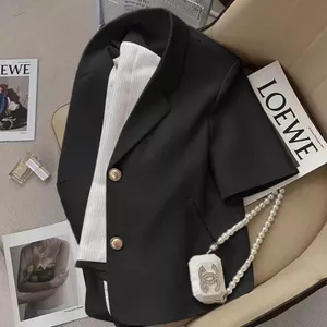 Off-White Tay Ngắn Phù Hợp Với Áo Khoác Nữ 2025 Ngắn Nhỏ Mỏng Hơn Nhìn Chiên Đường Phố Phù Hợp Hợp Với Hợp Thời Trang 6.23