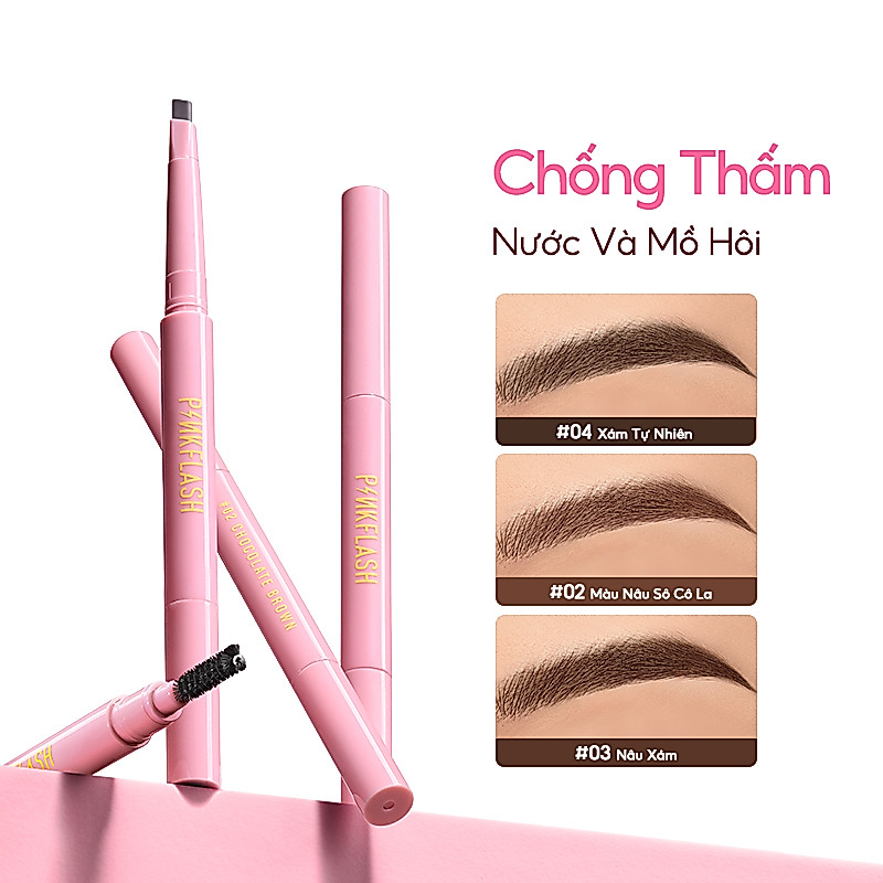 Bút Kẻ Lông Mày PINKFLASH Chống Nước Giữ Màu Lên Đến 8 Tiếng Tích Hợp Đầu Cọ Chải Tiện Dụng 0.2g