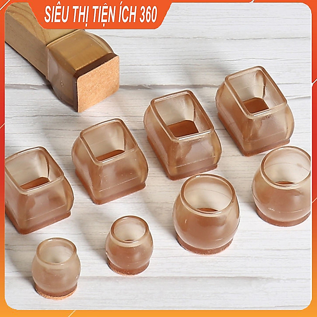 Nút bọc chân bàn ghế silicon chống trầy xước, giảm tiếng ồn có đế gắn nỉ