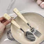 Bộ dao kéo bằng thép không gỉ Phong cách Hàn Quốc Sáng tạo Bộ đồ ăn bằng thép không gỉ cầm tay dễ thương