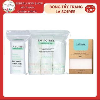Bông Tẩy Trang LA SOIREE 100% Cotton Tự Nhiên Không Xơ Bông Dai Mịn - Bebeauskinshop