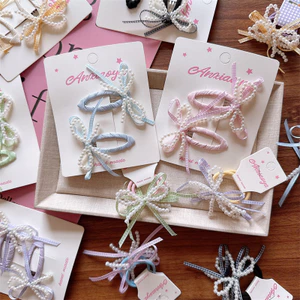 Bb Kẹp Ngọc Trai Tươi Cơ Bản Bé Gái Handmade Nơ Tóc Bên Nhỏ Cha Mẹ-Con Kẹp Màu Trơn Mùa Xuân Trẻ Em