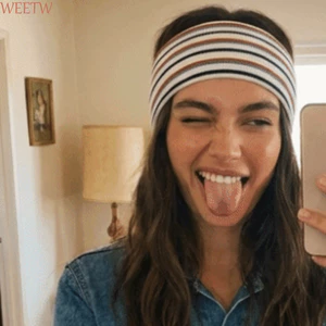 WEETW Thể Thao Headwrap, Băng Đô Sọc Đàn Hồi Mềm Mại, Băng Đô Rộng Không Trơn Trượt Thoáng Khí Yoga Băng Đô Quấn Tóc Tập Gym