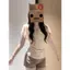 Áo thun ngắn tay nữ phong cách Hàn Quốc Pure Desire Style Ren nơ Thiết kế Niche Sense Slim-Fit Slim-Fit Slimmer Look
