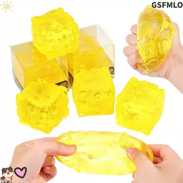 GSFMLO Cheese Cube Squishy Toy, Soft Maltose Họa tiết Xúc giác Thiết kế cảm giác Giảm căng thẳng Bóp bóng, Đồ chơi trẻ em Đồ chơi làm dịu vui nhộn Hình khối Đồ chơi Fidget Đồ chơi giải trí văn phòng
