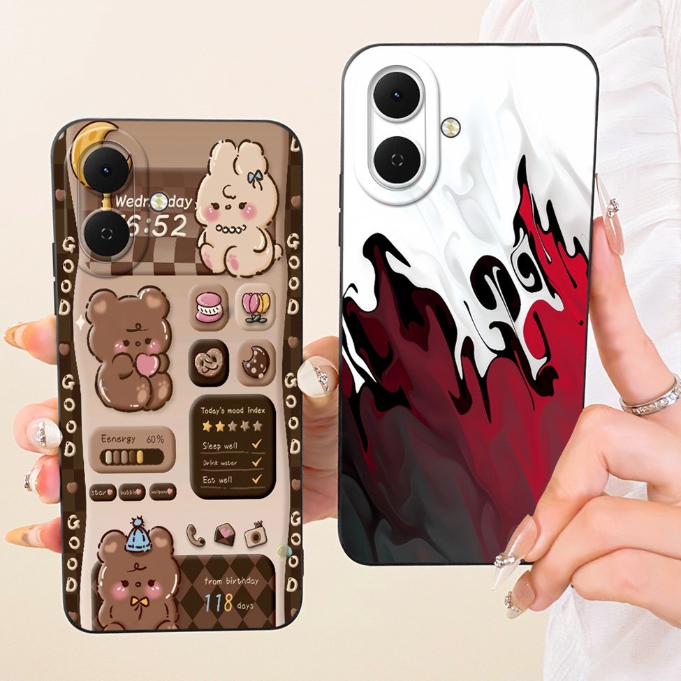 Dành Cho Tecno Spark Go2 KM4 Dành Cho Tecno Spark Go 2 Vỏ Mèo Dễ Thương Sang Trọng Thời Trang Tình Yêu Ngộ nghĩnh Sơn Vỏ Silicon Chống Sốc