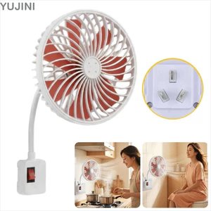 Quạt Làm Mát YUJUNI, Quạt Ổ Cắm Tường Treo Tường Bảy Lá, Di Động 360 Độ Có Thể Điều Chỉnh 3 Chiều Cắm Tiết Kiệm Năng Lượng Nhà Bếp Quạt Mini Mùa Hè