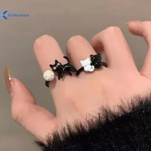 Kudosation Sáng Tạo Vintage Ngộ nghĩnh Mèo Mở Nhẫn Có Thể Điều Chỉnh Cho Nữ Bé Gái Thời Trang Hoạt Hình Dễ Thương Nhẫn Dự Tiệc Phụ Kiện Trang Sức Quà Tặng Đẹp