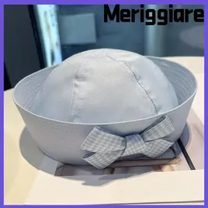 Mũ thủy thủ Nhật Bản MERIGGIARE, Vành lớn thoáng khí Mũ lưu vực đầu lớn, Nơ kẻ sọc dễ thương Mũ nồi hải quân mềm Mũ đội trưởng
