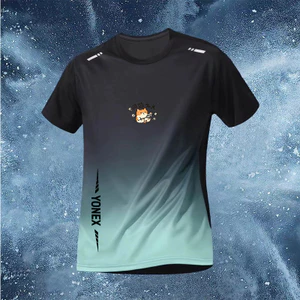 Lưới thoáng khí YONEX Gradient thể thao tay ngắn 3D in kỹ thuật số Loose Unisex Cầu lông, Quần vợt, Chạy bộ Áo thun