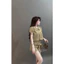Sét áo cổ sen đính khuy phối chân ngắn kèm đai siêu đẹp BYJOLIE TA