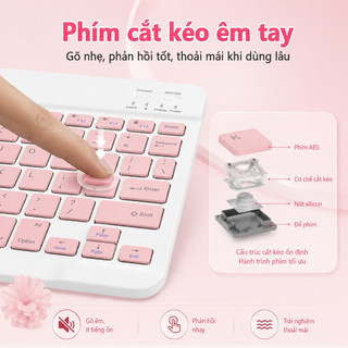 Bộ Bàn Phím Chuột Bluetooth 10 inch- 5 Màu, Portable, Kết Nối Ổn Định, ĐT/Máy Tính Bảng/PC