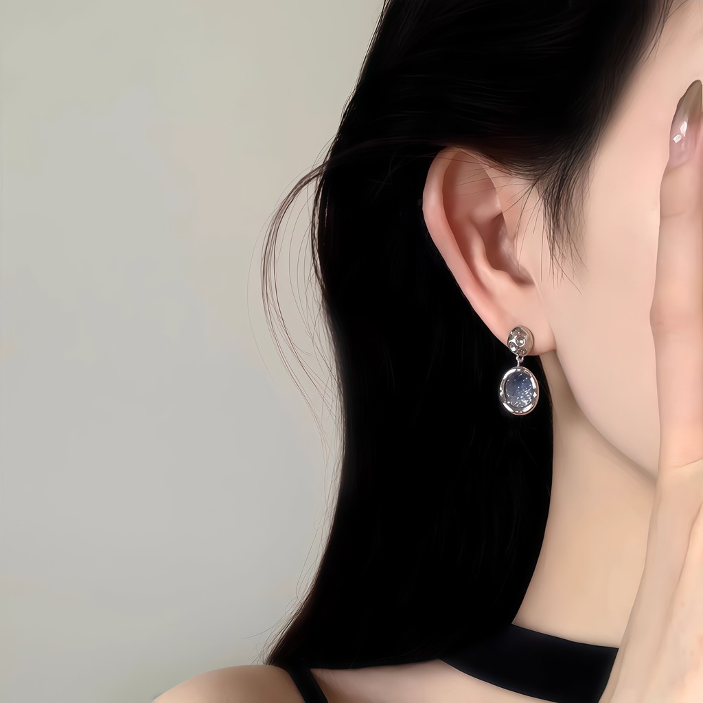 Bông tai nữ bầu trời đầy sao màu xanh bạc S925