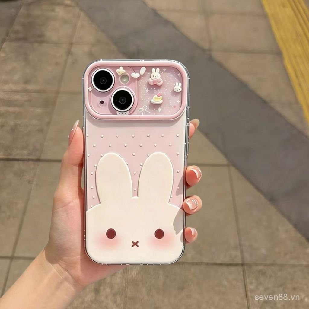 Ốp Điện Thoại Thích Hợp Cho iPhone 11 12 13 14 15 16 17 Pro max Polka Dot Bunny Side Love Vỏ Bảo Vệ Chống Sốc Bao Gồm Tất Cả FQMF