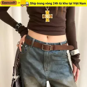 Thắt lưng nữ ESSENCEH, Thắt lưng màu nâu nhung, Thắt lưng nữ Dây thắt lưng trang trí