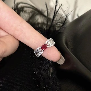 Nhẫn Ruby Retro Cung Điện Phong Cách Tai Lúa Mì Full Kim Cương Zircon Nhẫn Nữ Nhấp Nháy Kim Cương Mở Nhẫn