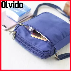 Túi đựng điện thoại di động OLVIDO, Túi đeo vai đôi bằng vải Canvas, Túi xách thông thường có dây kéo thời trang dành cho nữ