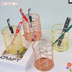 Hộp đựng bút BEABOUT, Hộp đựng bút nhiều màu đa chức năng, Bàn chải mỹ phẩm bằng sắt mạ điện chống nước phong cách Bắc Âu Xô lưu trữ văn phòng