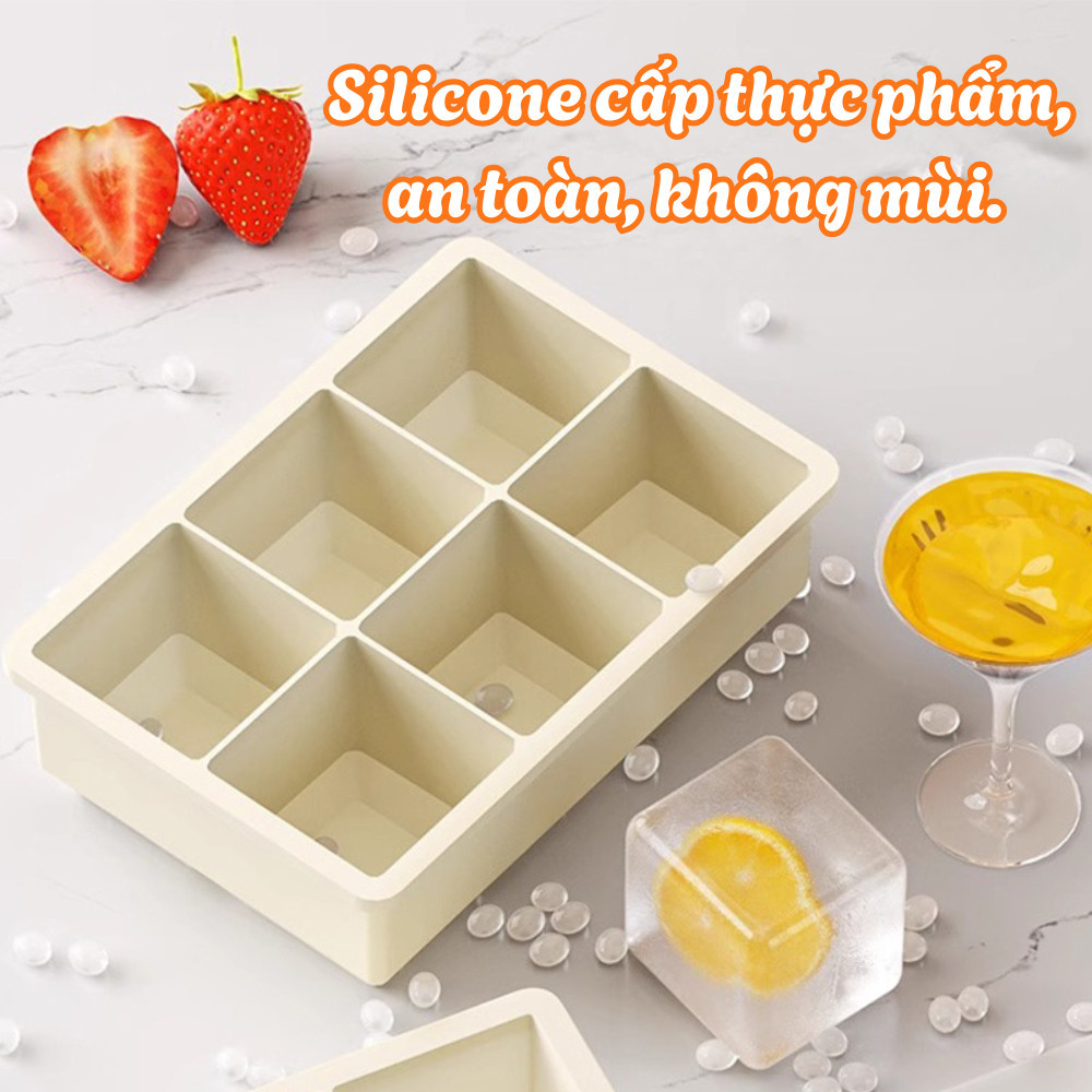 Khay Làm Đá Silicon Có Nắp Chống Mùi Tủ Lạnh HOMIE, Khay Làm Đá Thông Minh 4-6-8 Viên, Tiện Lợi