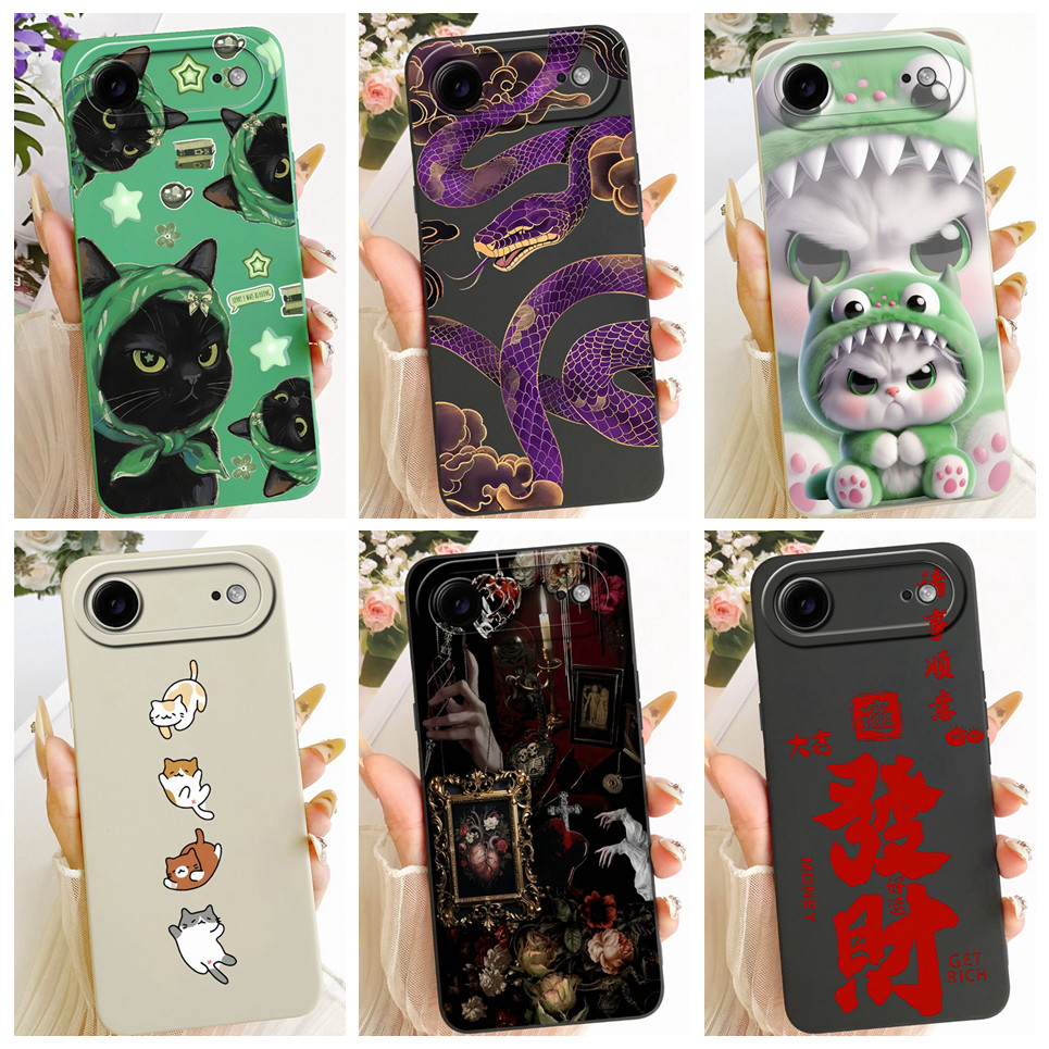 Mèo Đáng Yêu Hoạt Hình Họa Tiết Động Vật Dành Cho iPhone 17 Air 17 Slim iPhone Air Phone Case Camera Bảo Vệ Mềm Vỏ Silicon Lỏng