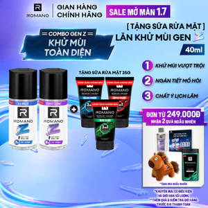 Lăn khử mùi Romano Gen Z Khử mùi vượt trội - Ngăn vệt ố vàng 40ml (Tặng mùi ngẫu nhiên)