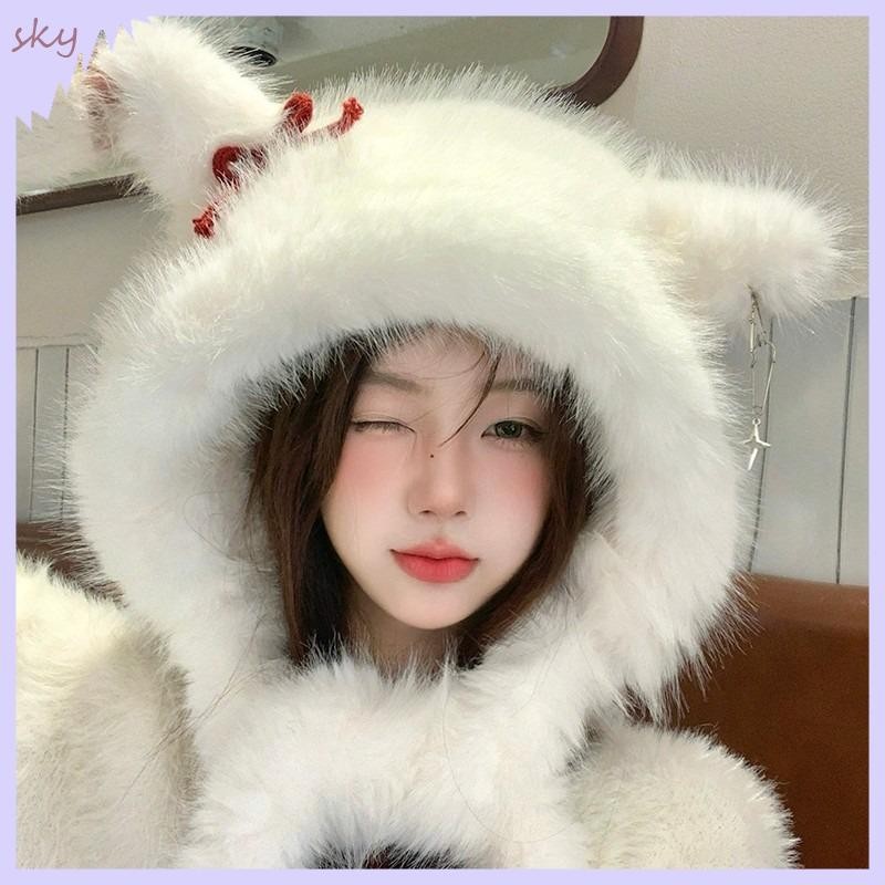 Mũ mùa đông nữ bông tai cáo, thiết kế to quanh đầu giúp chống gió