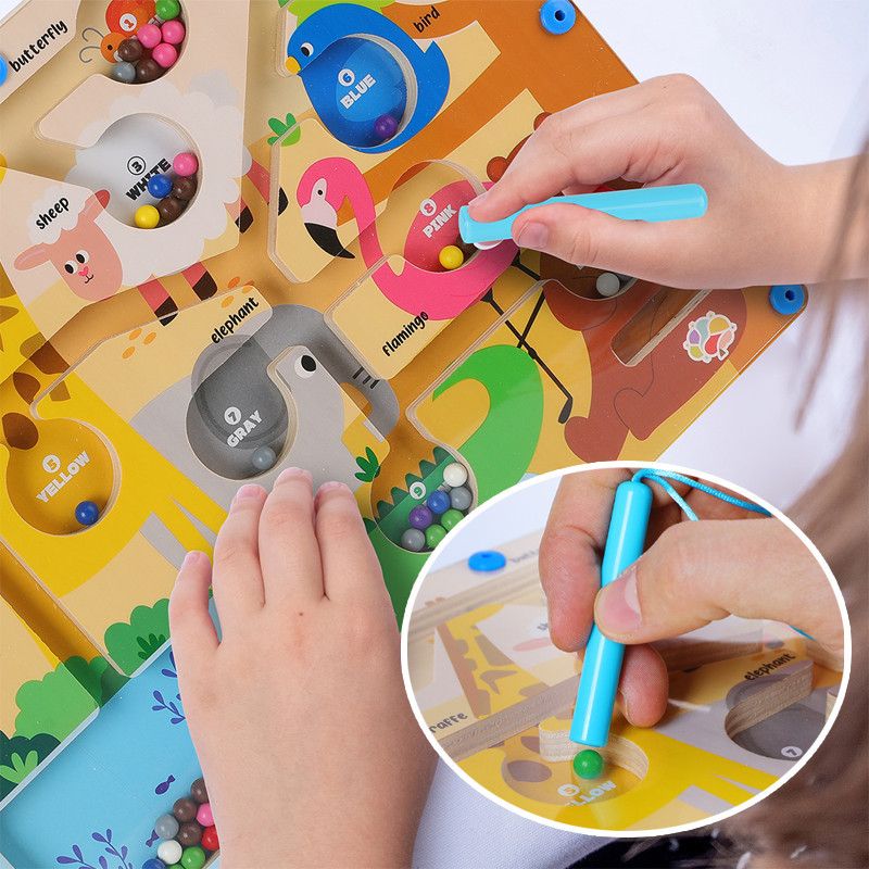 Bảng Mê Cung Chuyển Hạt Nam Châm Bang Bút Từ,Đồ Chơi Trí Tuệ，đồ Chơi Gỗ Giáo Dục Sớm