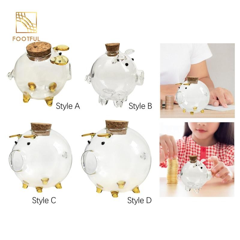 【Hàng Sẵn】Thủy Tinh Heo Ngân Hàng Tiết Kiệm Bình Tổ Chức Lợn Hộp Tiết Kiệm Tiền Cho Trẻ Em Phòng Khách