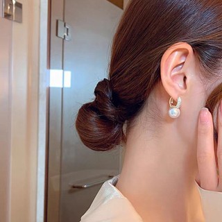 Vòng đeo tai ngọc trai phong cách Hàn Quốc với kim cương giả, dành cho nữ