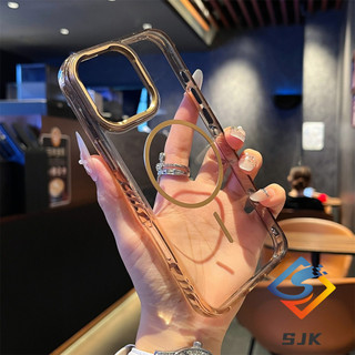 Ốp điện thoại trong suốt từ tính pha lê trong suốt sang trọng 17 Series cho IPhone 15 16 17 Pro Max 17Air Vỏ cứng chống sốc
