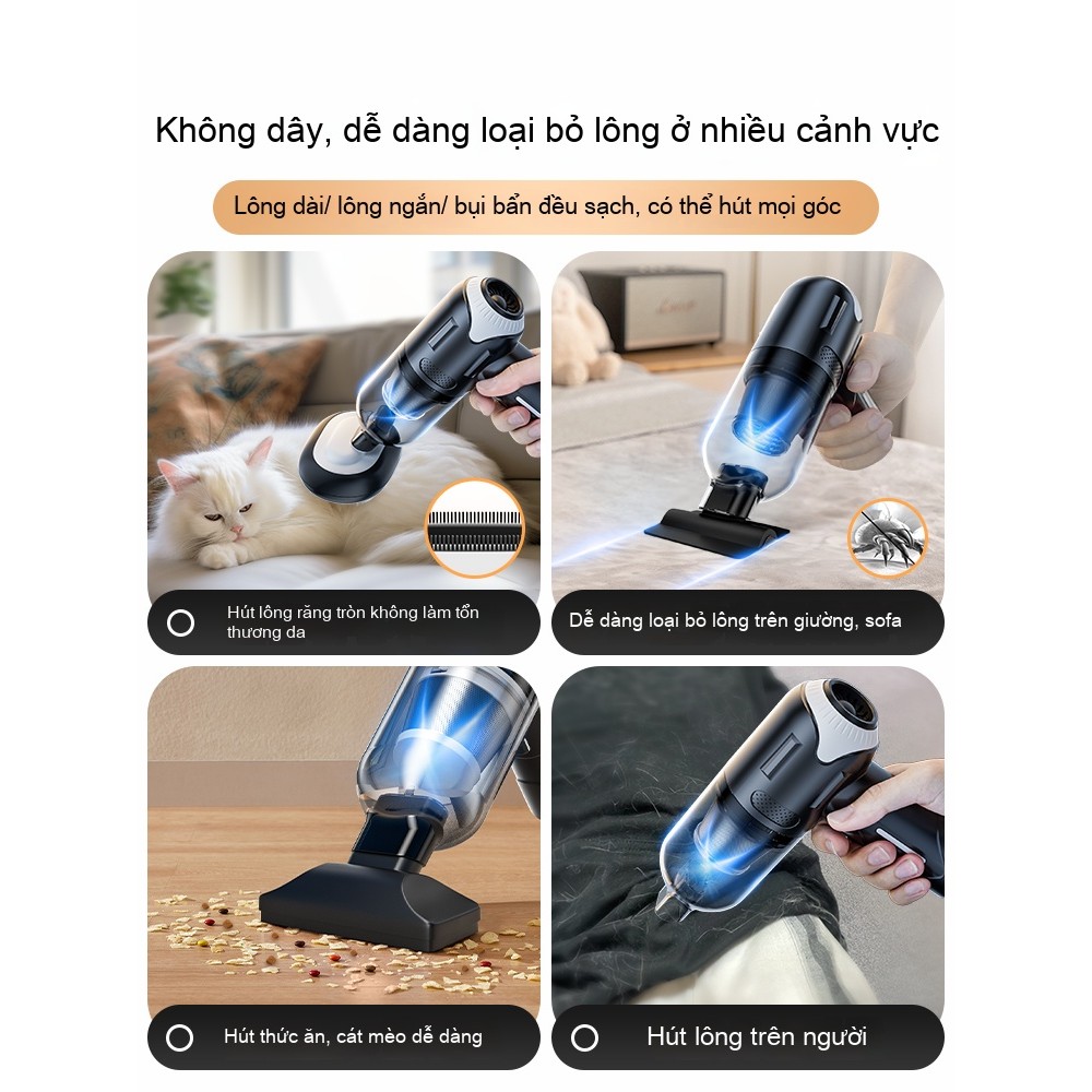 ​Máy Hút Bụi Ô Tô & Hút Lông Thú Cưng - Cầm Tay Không Dây, Hút Bụi Thảm & Khe Hở Đa Năng​