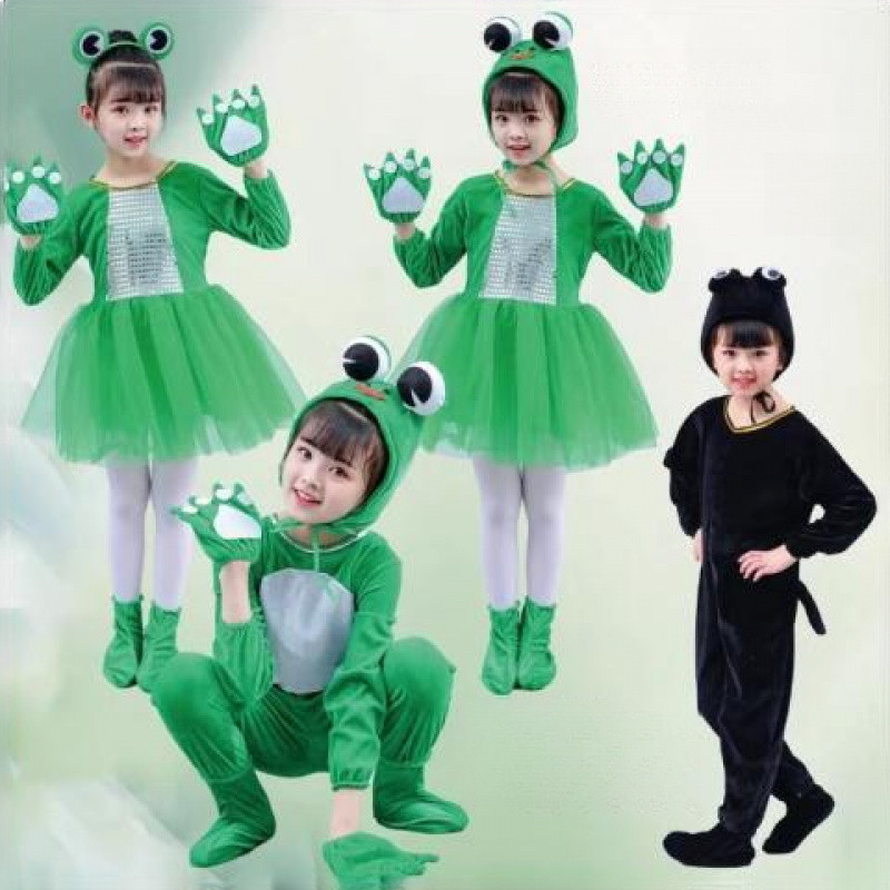 💕Chỗ💕 Quần Áo Trẻ Em Động Vật Múa Trang Phục Quần Áo Cho Bé Gái 3 Đến 12 Tuổi Ếch Trang Phục Mới Lạ Halloween Giáng Sinh