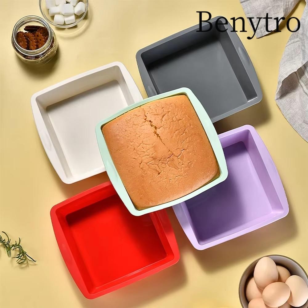 Đĩa Bánh Vuông BENYTRO, Khuôn Làm Bánh Silicon DIY, Tay Cầm Chống Trơn Trượt Có Thể Tái Sử Dụng Nồi Brownie Gia Đình