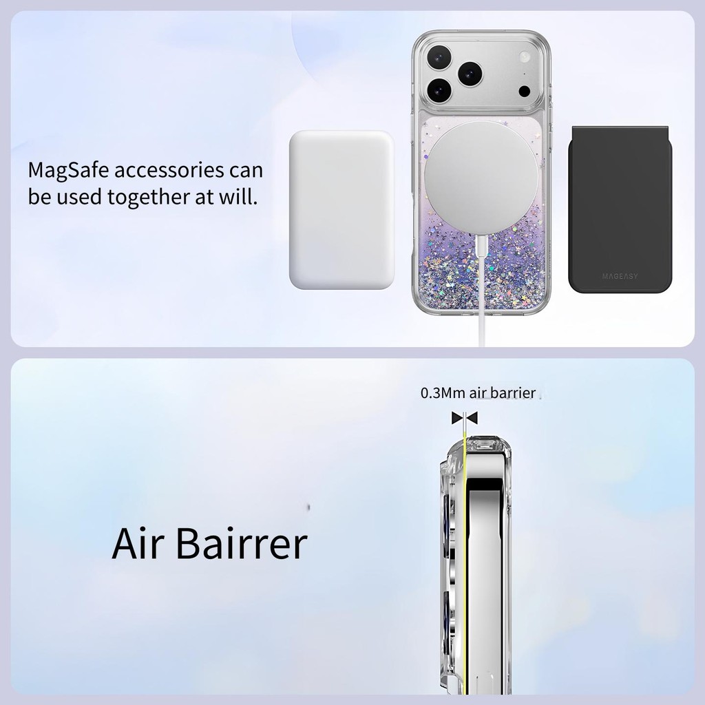 Switcheasy iPhone 17Pro Ốp điện thoại từ tính i17 Pro max Srarfield M Night Ice Snow Bao gồm tất cả Dây buộc chuyển màu trong suốt 17air