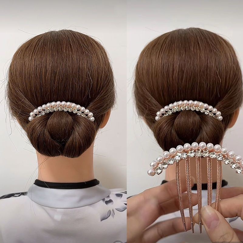 Kẹp tóc ngọc trai và pha lê cao cấp, phù hợp cho người lớn, tiện lợi để cuộn tóc