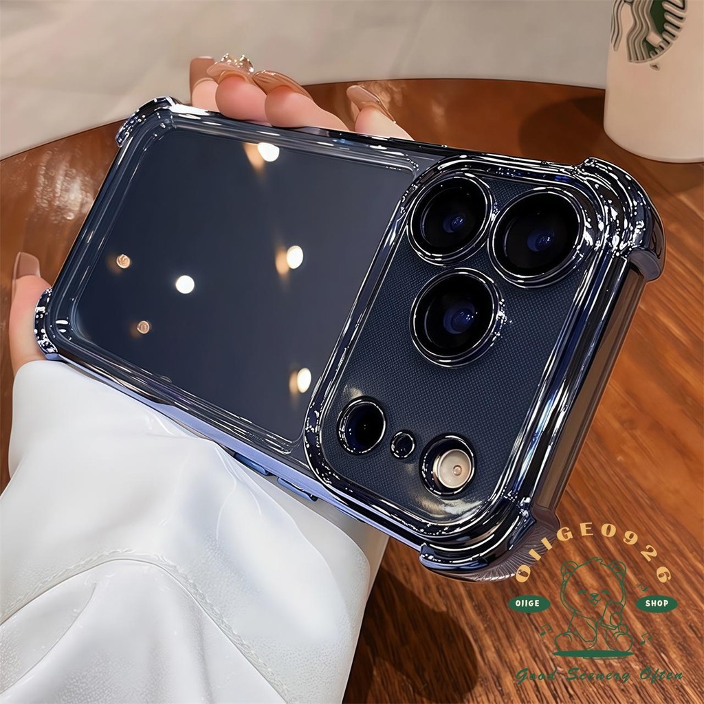【 Ốp lưng iPhone17 】 Túi khí màu cam mạ chống rơi Vỏ điện thoại iphone17 Pro Max 16 15 14 13 12 11 cho vỏ iPhone Vỏ mềm silicon TPU chống sốc