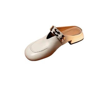 Phong Cách Pháp Bên Trong Tăng Chiều Cao Baotou Nửa Dép Nữ PU Dây Đeo Bằng Mary Jane Giày Sandal